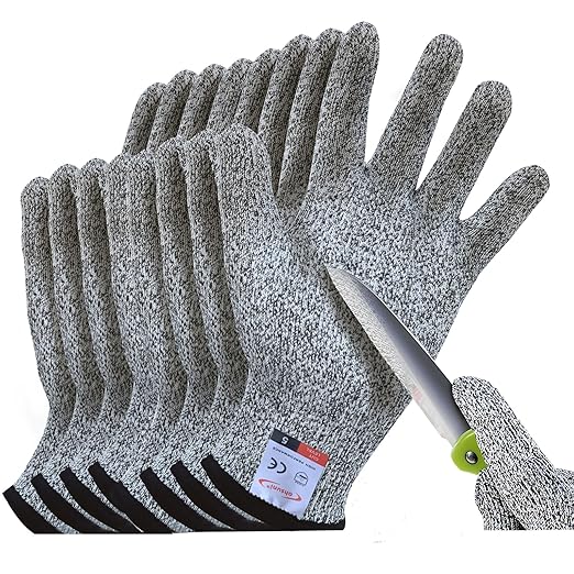 Cutting Gloves, 4 Pairs of Cut Resistant Gloves Food Grade, Cut Resistant Gloves for Kitchen, Oyster Shucking, Fish Fillet Processing, Carving Wood and Gardening(Small)