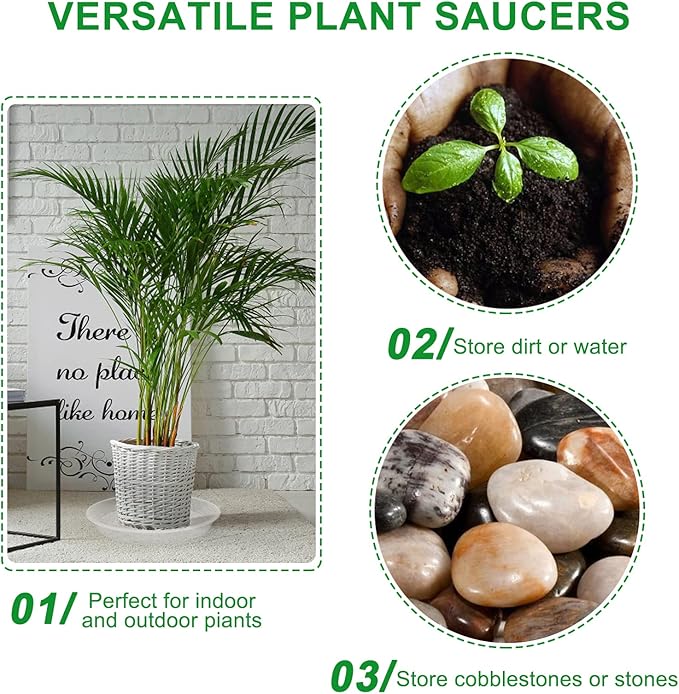 TITE Plant Saucer Heavy Large Planter Durable Thicker Plastic Plant Trays for Indoors and Outdoor,Plant Saucer Drip Trays (Transparent, 14 inch)