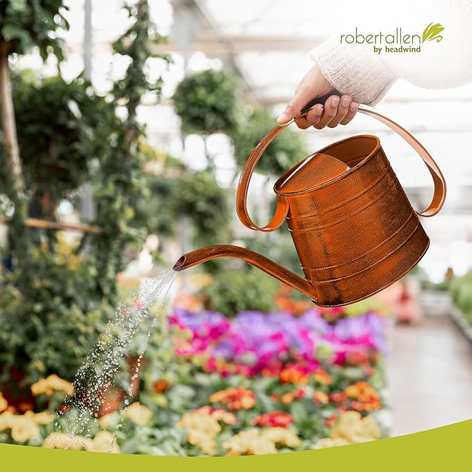 Headwind Danbury Vintage Watering Can – 1/2 Gallon Tango Orange Decorative Galvanized Large Metal Watering Can Planter for Outdoor & Indoor – Antique Style by Robert Allen