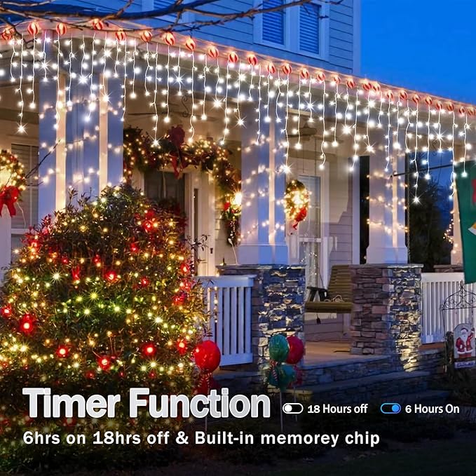 98FT Christmas Lights Outdoor Decorations 900LED Fairy String Light 12 Lighting Modes with Timer Memory Waterproof Christmas Light for Yard Roof Party Holiday Wedding Garden Decor
