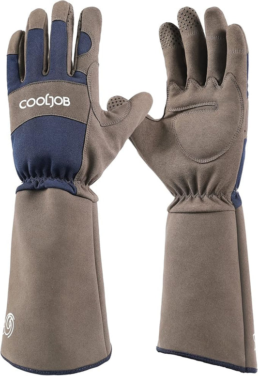COOLJOB Thorn Proof Rose Pruning Garden Gloves for Men, Long Sleeve Padded Yard Work for Bush, Blackberry, Cactus, Heavy Duty/Puncture Resistant/Machine Washable, Xlarge, Navy