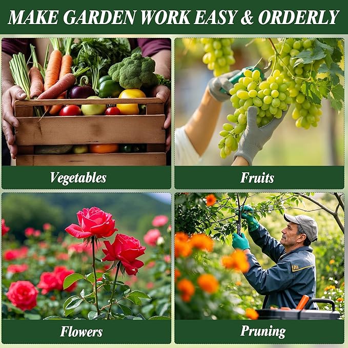 Gardening Apron, Garden Aprons with Pockets & Drawstring Bag, Waterproof 600D Fruit Storage Harvest Picking Apron Pouch for Women & Men