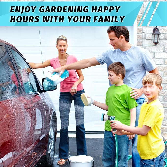 AUTOMAN Garden Hose Nozzle Sprayer - 10 Spray Patterns, High Pressure, Thumb Control On Off Valve, Metal Duty Water Nozzle, Extra 3 Washers, for Watering Garden, Cleaning, Washing Car, Showering Pets