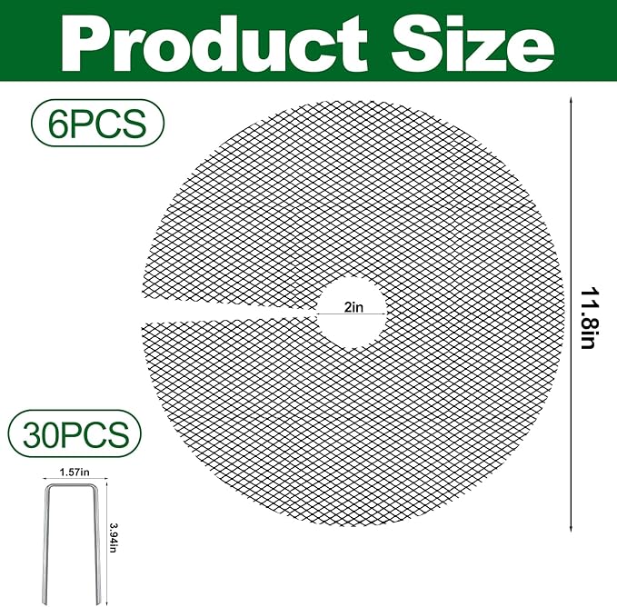 6Pcs Plant Pot Grids,11.8Inch Plant Pot Cover with 30 U-Shaped Nails, Cat Proof Protector for Potted Plants,Dig-Free Soil Cover & Flower Pot Grid Guard