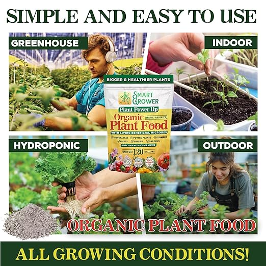 Organic Plant Food with Beneficial Microbes, Fast Acting Vegan Fertilizer for Vegetable Garden, Outdoor & Indoor Plant Fertilizer, Miracle Growth for Plants Concentrated Value 500GR Makes 120 gallons