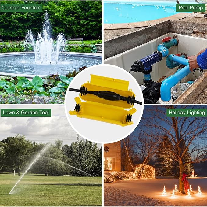 Flemoon [3 Pack] Outdoor Extension Cord Safety Cover with Waterproof Seal, Weatherproof Electrical Connection Box for Outdoor Outlet, Plug, Socket, Christmas Holiday Decoration Light, Yelllow