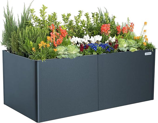 Vego garden 32" Extra Tall Modern Raised Garden Beds Kit, 42" x 83" Garden Raised Bed, Metal Planter Box for Vegetables Flowers Fruits, Midnight Blue
