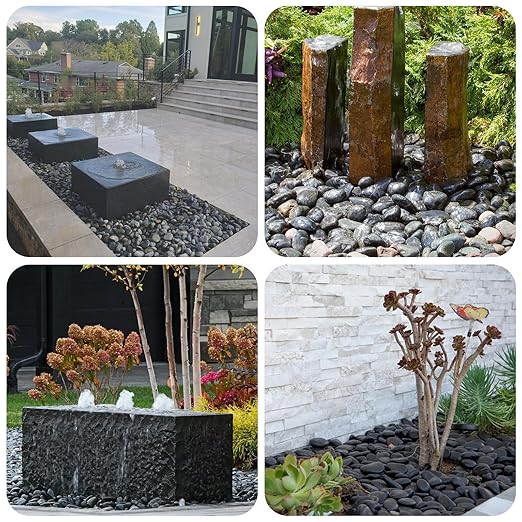 1-2 Inch Black Pebbles for Plants, 10 lbs River Rocks Decorative Black Stones, Ideal for Fish Tank, Vases, Crafting, Home Decor and Garden Landscaping Rocks