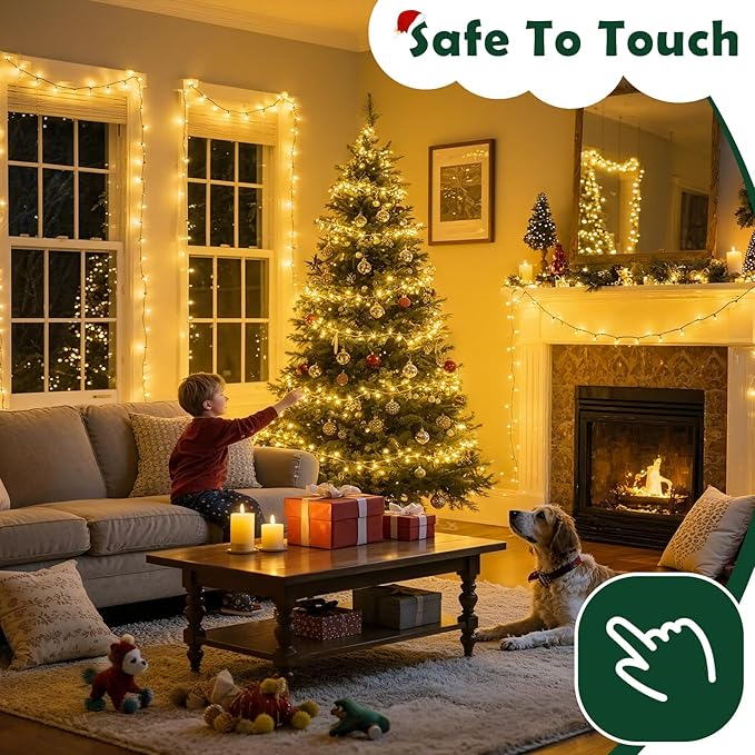 Christmas Lights Indoor Outdoor Waterproof, 66FT 200 LED Warm Light String Lights for House Decorations, Ideal for Christmas Trees, Wedding, and Party