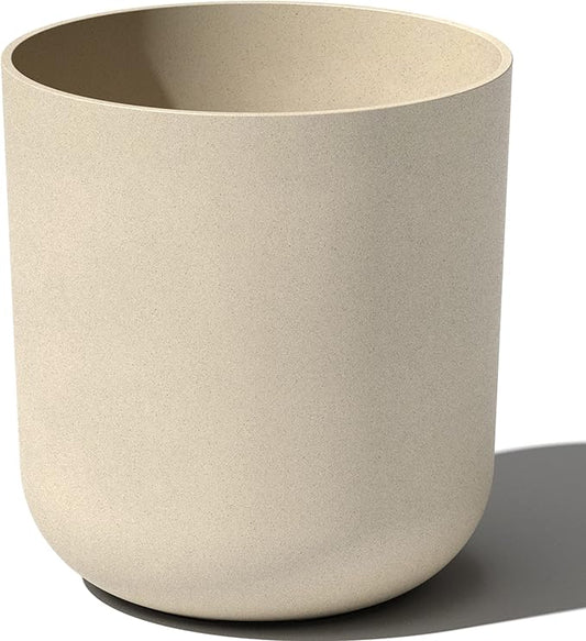 Veradek Round Lima Plastic Planter Pots for Indoor/Outdoor Garden Use, Sand Color, 5 Year Warranty