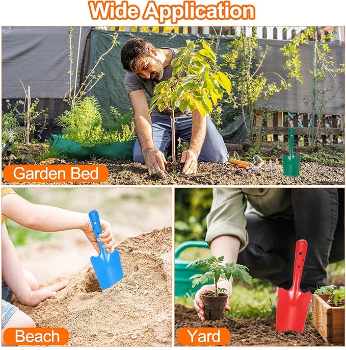 HARFINGTON 4pcs Mini Colorful Metal Hand Shovel 11" x 3" Digging Trowel Set Transplanting Garden Tools for Flower Soil Digging Planting Weeding Transplanting Garden, Red