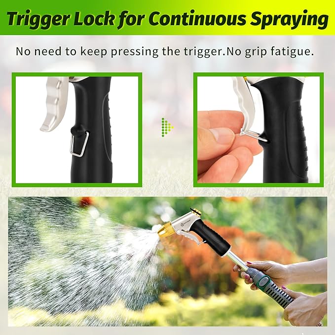 AUTOMAN Metal Hose Nozzle, High Pressure Garden Hose Sprayer, 100% Metal Water Hose Nozzle, Adjustable Watering Nozzle, Heavy Duty Garden Nozzle for Watering Plants & Lawns, Washing Cars & Pets