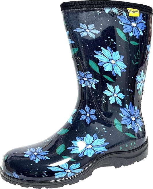 Women's Rain Boots Waterproof Mid Calf Rubber Garden Boots for Women Outdoor Mud Work with Comfort Insole