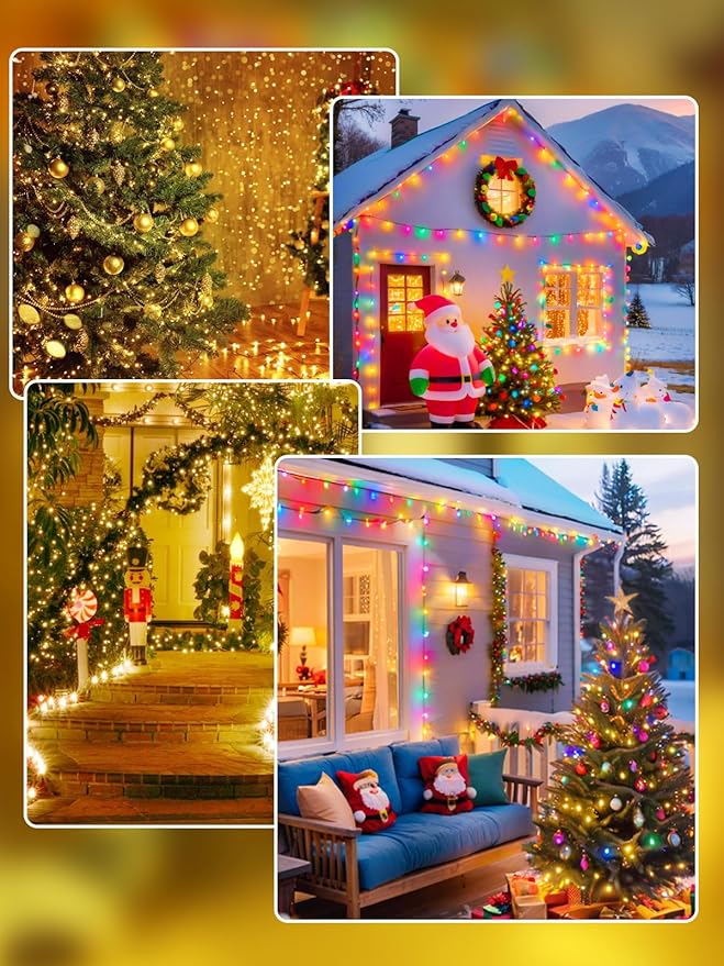 500 LED 165 FT Color Changing Christmas Lights with Remote and Timer, Fairy String Lights with 11 Lighting Modes & Memory Function Waterproof for Xmas Tree Holiday Party Decor(Warm White & Multicolor)