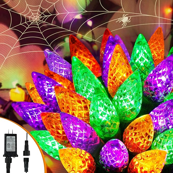 Upgraded 250 LED C6 Connectable Halloween String Lights, 82FT Orange Purple and Green Lights, Waterproof Fairy Twinkle Light Plug in with 13 Modes & Timer for Outdoor Indoor Halloween Decorations