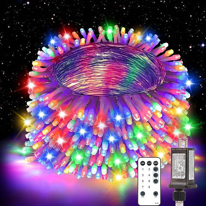 1200 LED 403FT Christmas Lights String Outdoor Indoor, Multicolor Xmas Tree Lights, Plug in Twinkle Fairy Light with Remote Timer Dimmable for Room Yard Holiday Party Wedding Camping Decor