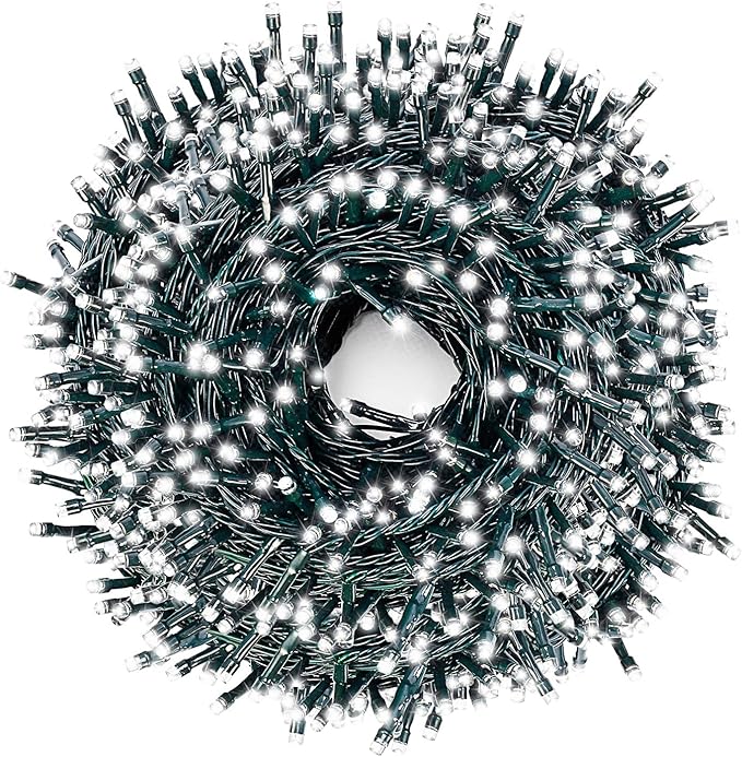 Decute 800LED 272ft Christmas String Lights UL Certified 8 Modes, Waterproof Outdoor Indoor Twinkle Starry Light for Christmas Tree Patio Garden Party Decor, Cool White