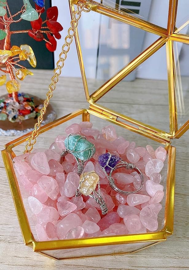 Rose Quartz Crystal Gravel Polished Rocks Chips Crushed Stones Healing Bulk Natural Tumbled Gem Home Decoration Pebbles Aquarium Tank Plants Landscape Vase Filler Bottom Ornament 0.9lb 14.1 OZ