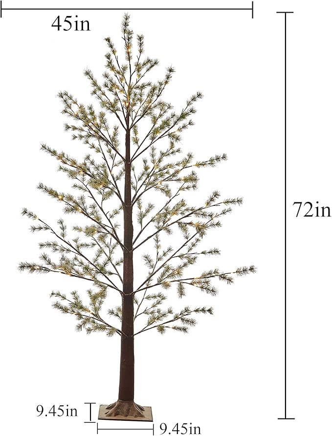 LITBLOOM Pre lit Faux Noway Christmas Pine Tree Lights 6FT 126 Warm White LED for Indoor Outdoor Home Decoration