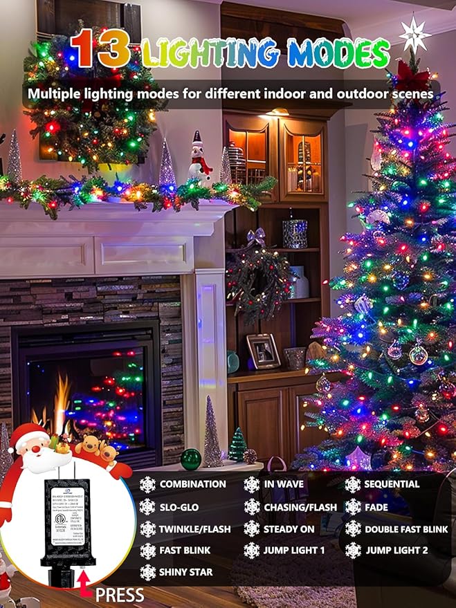 240 LED 78FT C6 Christmas String Lights, Super Long Christmas Lights Outdoor Indoor with 13 Modes & Timer, Waterproof Fairy Twinkle Light Plug in for Tree Garden Party Xmas Decorations (Multicolor)