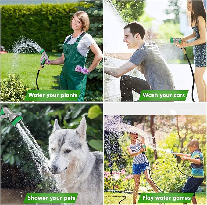 RESTMO Garden Hose Nozzle, Heavy Duty Metal Water Hose Nozzle with 7 Adjustable Spray Patterns, High Pressure Hand Sprayer with Flow Control for Watering Plants & Lawns, Washing Cars & Pets