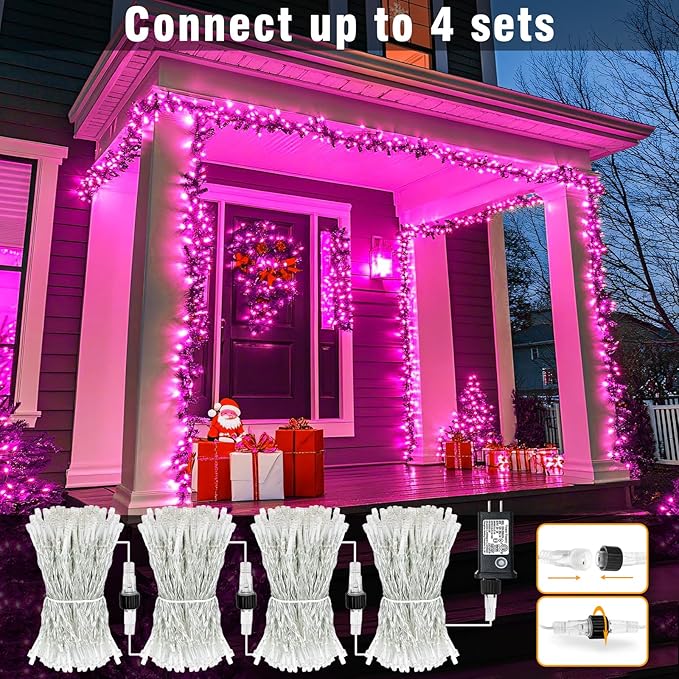Christmas Lights Indoor, 132FT 400 LED Outdoor String Lights with 8 Modes Waterproof, Plug in Fairy Twinkle Lights Clear Wire for House Bedroom Patio Window Garden Wedding Decorations
