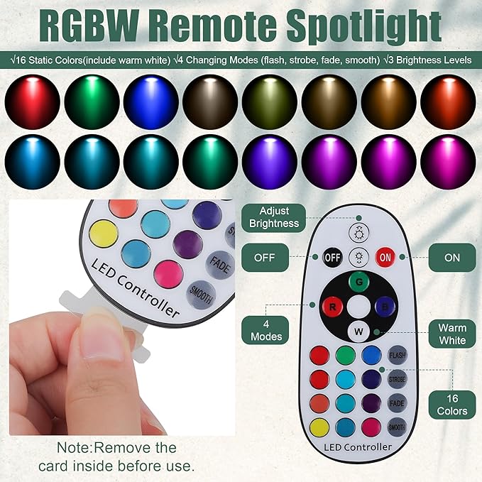 Fovths 4 Pack Christmas Spotlight 12W RGBW Outdoor Landscape Lights Spot Light with Remote Control IP65 Waterproof 120V Lights 16 Color Changing for Xmas Garden Path Yard Decor