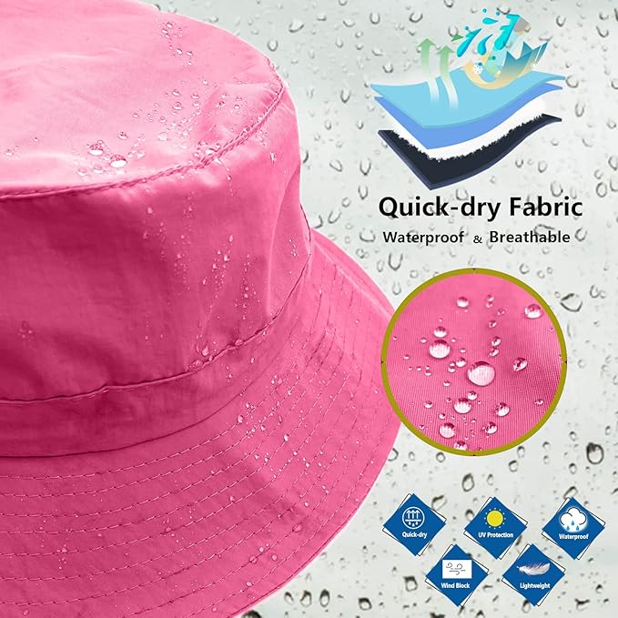 woogwin Waterproof Bucket Rain Hat with Chin Strap Quick Dry Packable Boonie Sun Hat Safari Hat UV Protection