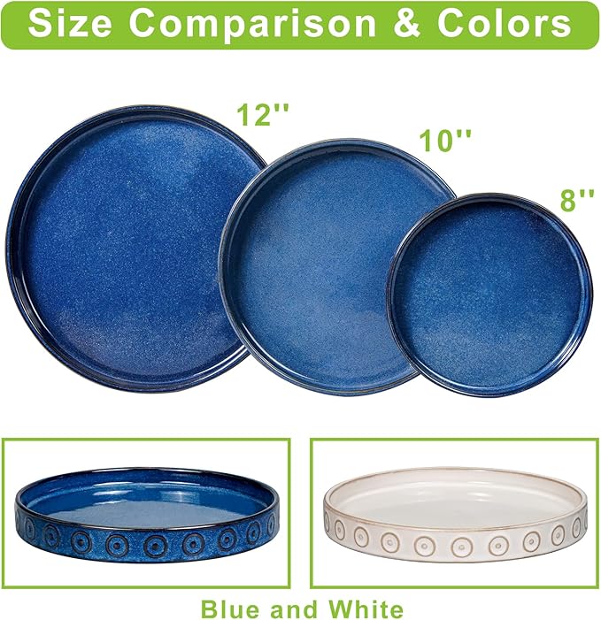 Plant Water Catcher Tray - Ceramic Plant Saucer for Outdoors 7.5 Inch Plant Pot Saucer Plant Drip Tray for Potted Plants Drainage Decorative Round Flower Pot Saucer Blue