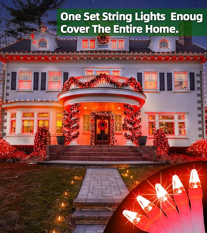 750 LED 246FT Christmas Lights Outdoor, Super Long Waterproof Christmas String Lights with 8 Modes, Christmastree Lights with Timer Memory for Fence Garden Xmas Wedding Party Decor Red