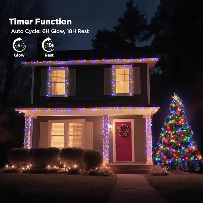 WBao Christmas Lights Indoor Outdoor 800LED 272ft, Super Bright LED Christmas String Lights with UL Certified, 8 Lighting Modes, Timer, Memory & Waterproof for Trees, Patio, Party Decor, Multicolor