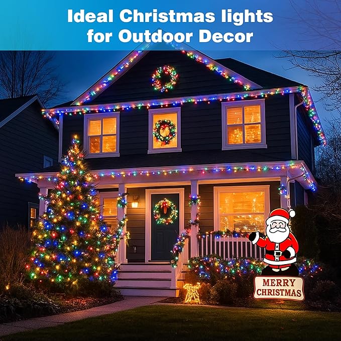 Christmas Lights 400 LED 131 FT, IP67 Waterproof Christmastree Lights with 8 Modes, Remote Control 3 Timers & Memory Function Xmas Decorations for House and Holiday (Multicolor)