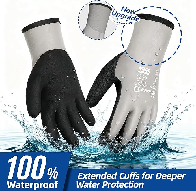Schwer 2 Pairs 100% Waterproof Winter Work Gloves, ANSI A2 Cut Resistant Freezer Gloves for Outdoor Cold Weather Keep Hands Warm, Enhanced Warmth & Durability, for Shoveling Snow, Ice Fishing, M