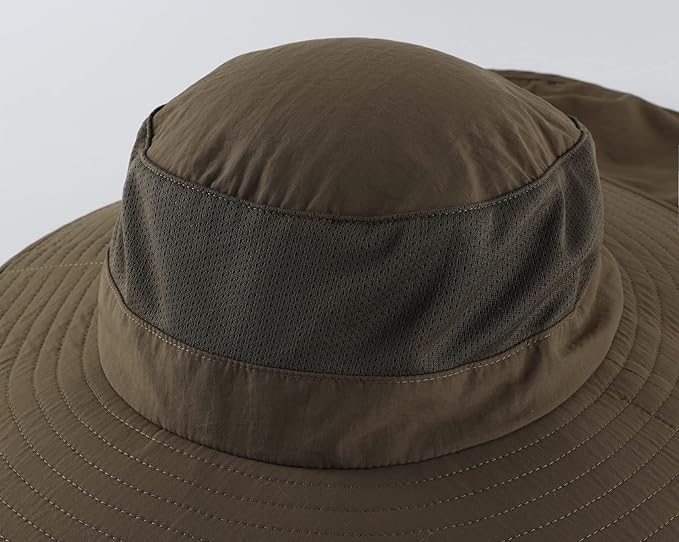 Home Prefer Outdoor UPF50+ Mesh Sun Hat Wide Brim Fishing Hat with Neck Flap Sun Hat for Men Women