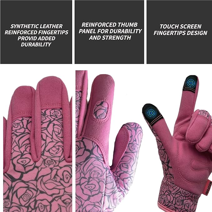 Thorn Proof&Puncture Resistant Gardening Gloves with Grip,Garden Glove for Women, Leather Yard Work Gifts