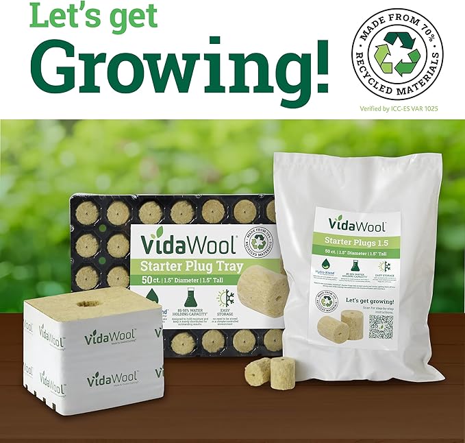 1.5" Seed Starter Plugs-Hydroponic Pods- Stone Wool-Rock Wool Cubes for Hydroponics-Plant Starter Grow Pods-Hydroponics Growing System-Garden Supplies for Plant Propagation-50 Count Bag