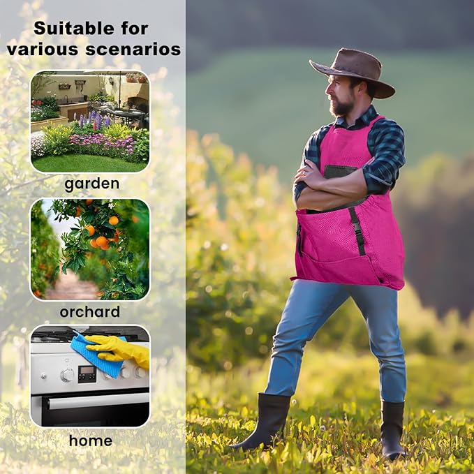 Gardening Apron, Garden Apron with Quick Release Pockets,Water Resistant Oxford with Adjustment Cross Strap,Farm Work