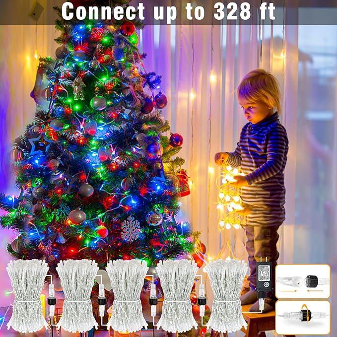 66FT 200 LED Christmas Lights Outdoor, Plug in Christmas String Lights Indoor, Waterproof & 8 Modes & Timer Function, Connectable Fairy Twinkle Light for Bedroom Classroom Wedding Decor, Multicolor