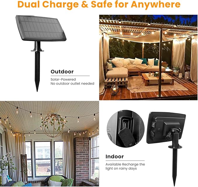 300FT Solar String Lights Outdoor Waterproof, Solar Patio Lights with Remote Control & 90+5 Dimmable ST38 Edison Bulbs Shatterproof,Solar Powered String Lights for Outside Garden Backyard