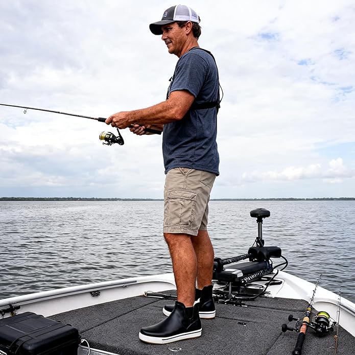 WTW Womens Rain Boots Deck Boots for Men - Lightweight Waterproof Rubber Fishing Rain Shoes with High Traction for Gardening Camping