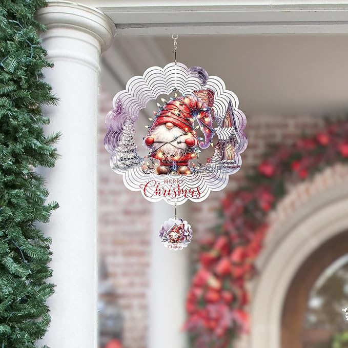 Metal Wind Spinner Outdoor Christmas Decorations,Santa Claus Halloween Yard Decorations 12inch 3D Stainless Steel Garden Sculpture Lawn Ornaments Gifts Indoor/Outdoor Decor Gifts for Women