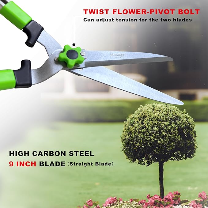 Extendable Hedge Shears - Professional Garden Trimmer with Straight Blade, Adjustable Handle for Borders, Bushes & Pruning, Heavy Duty Bush Cutter & Gardening Scissors