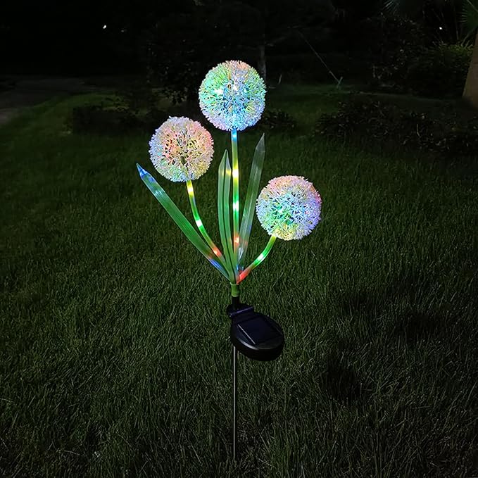 Garden Solar Lights Flowers, Automatic Lighting at Night, Waterproof Garden Decor for Yard Patio Pathway Lawn, Gardening Gifts for Women, Christmas Decoration, 3 Flowers