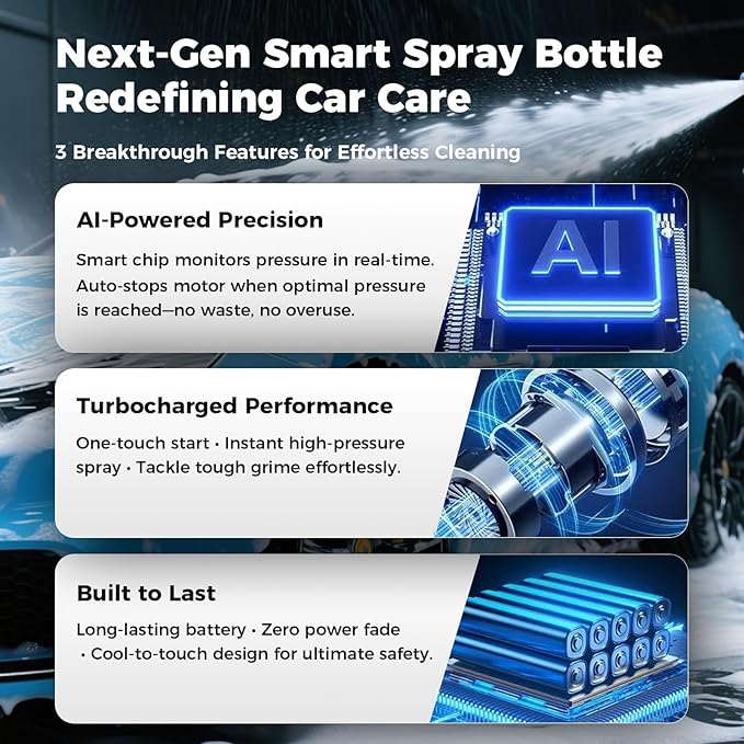 VSSOC Electric Foam Sprayer,2L Portable Rechargeable Cordless Pressurized Spray Foam Cannon, Easy Clean & Acid Resistant for Car Wash Detailing Garden Black