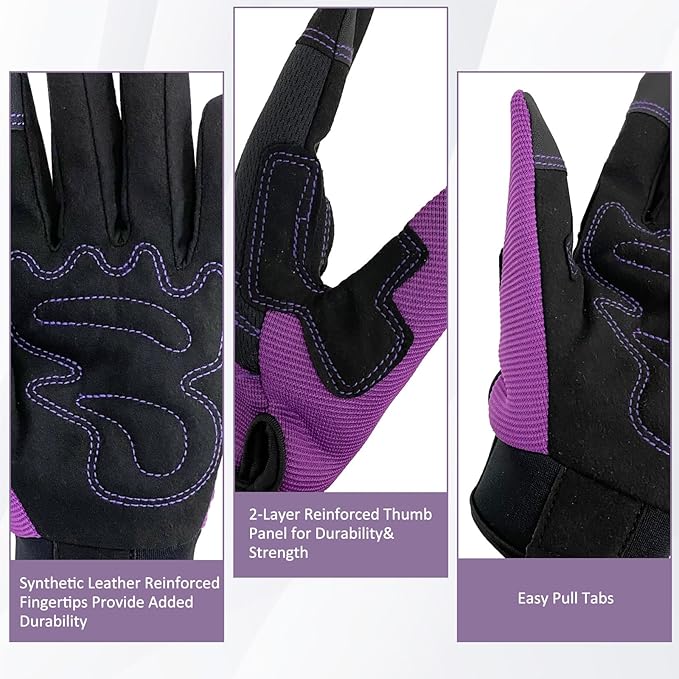 Synthetic Leather Spandex Mechanic Thorn Proof & Puncture Resistant Working Gloves for Men and Women, Safety Work and Gardening, Touchscreen Support