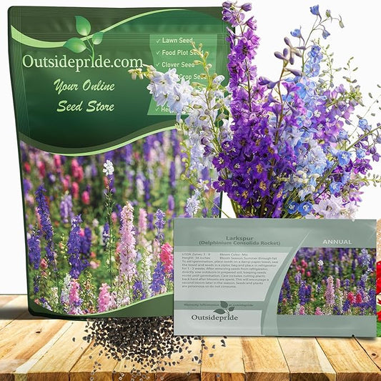 Outsidepride Mixed Rocket Larkspur Seeds for Planting Outdoors - 1 Lb. Annual, Self-Seeding, Heat & Drought Tolerant Wildflower Seeds for Cut Flower Arrangements & Pollinator Gardens