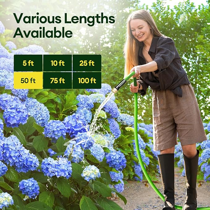 50 ft Garden Hose, 5/8 in ID, Heavy-Duty, Leakproof, Kink-Resistant Water Hose with Swivel Brass Fittings, 600 PSI Burst Rating, Ideal for Car Wash & Lawn Watering