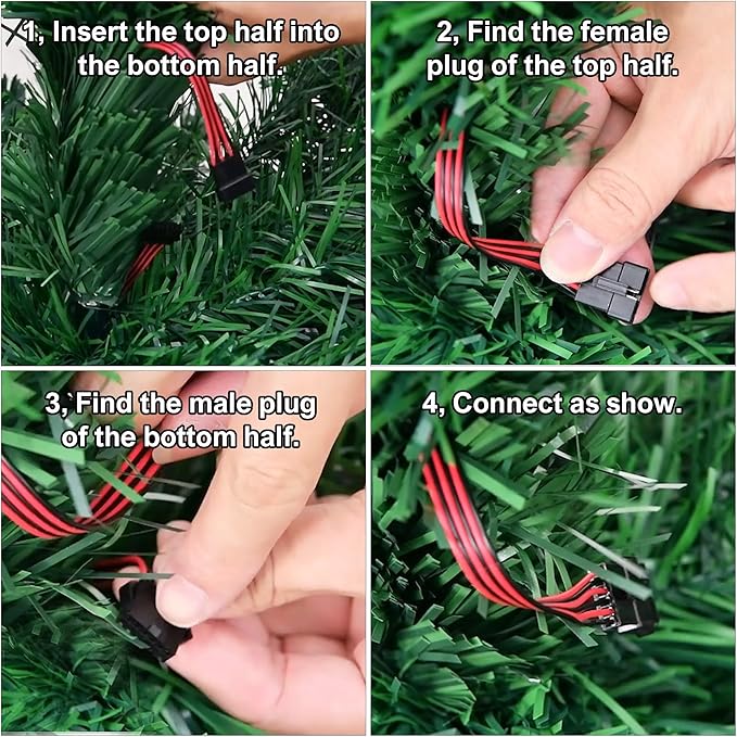 Juegoal 7ft Pre-Lit Artificial Christmas Tree, Lighted Optical Fiber Xmas Trees with Warm White Large Stars & Color Changing Optical Fiber Lights, Party Home Holiday Green Fake Tree with Metal Legs