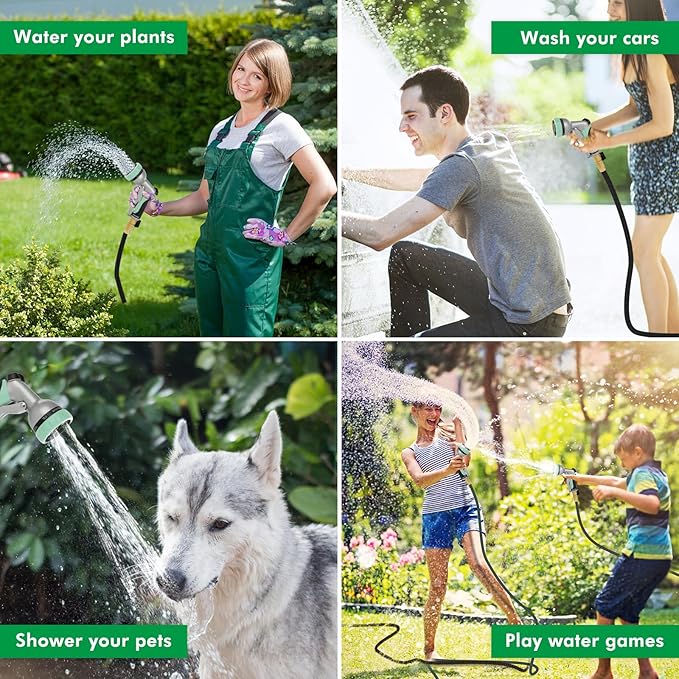 RESTMO Garden Hose Nozzle, Heavy Duty Metal Water Hose Nozzle with 7 Adjustable Spray Patterns, High Pressure Hand Sprayer with Flow Control, Best for Watering Plant & Lawn, Washing Car & Pet, Cyan