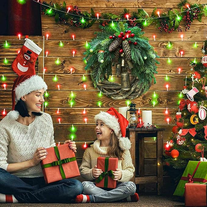 800 LED Christmas Lights Outdoor Indoor, String Lights for Outside with 8 Modes Waterproof, Plug in Twinkle Light Clear Wire for Xmas Tree, Patio, Garden, Party Decorations, Red Green